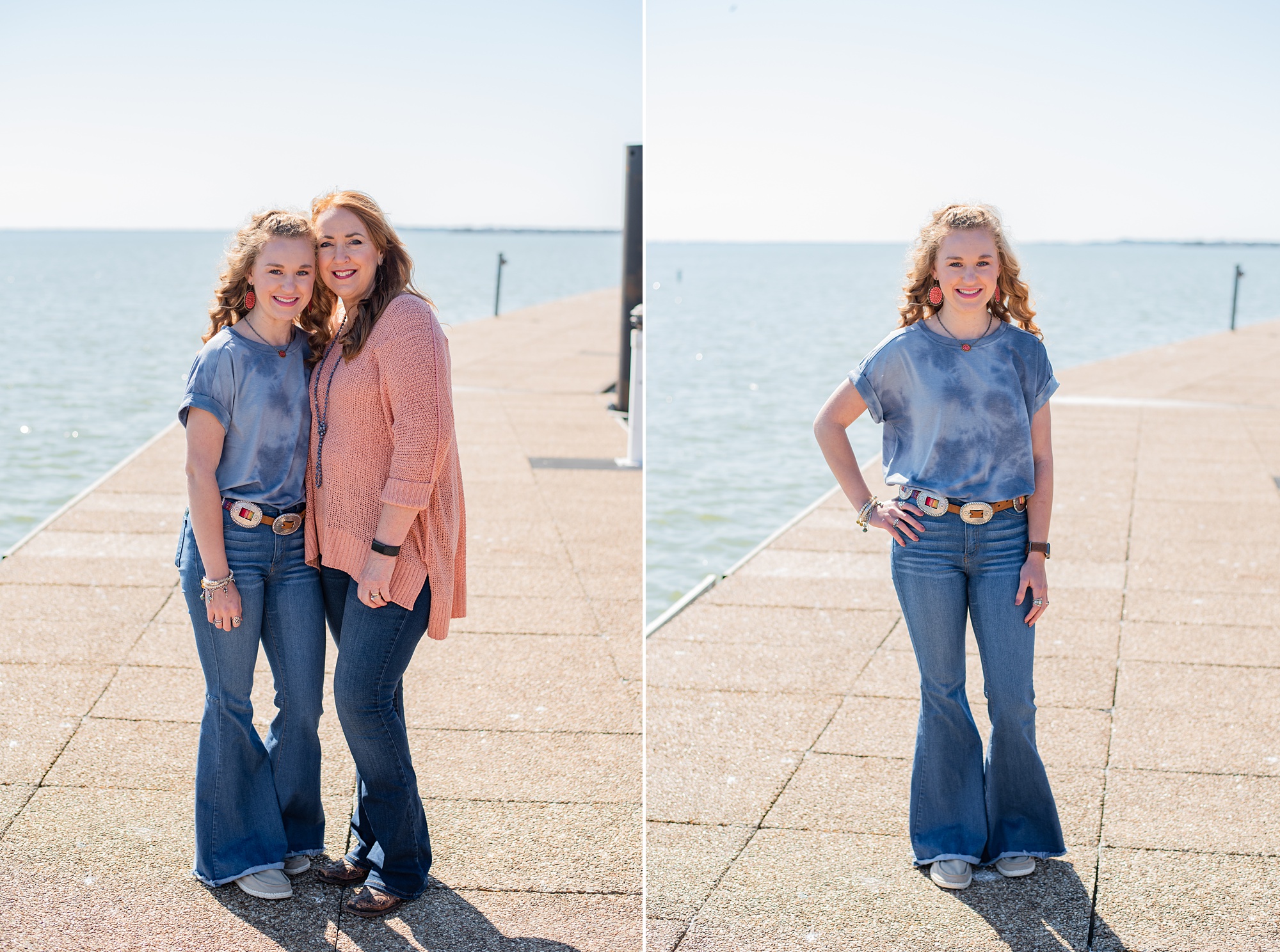 mom hugs daughter during photos along waterfront
