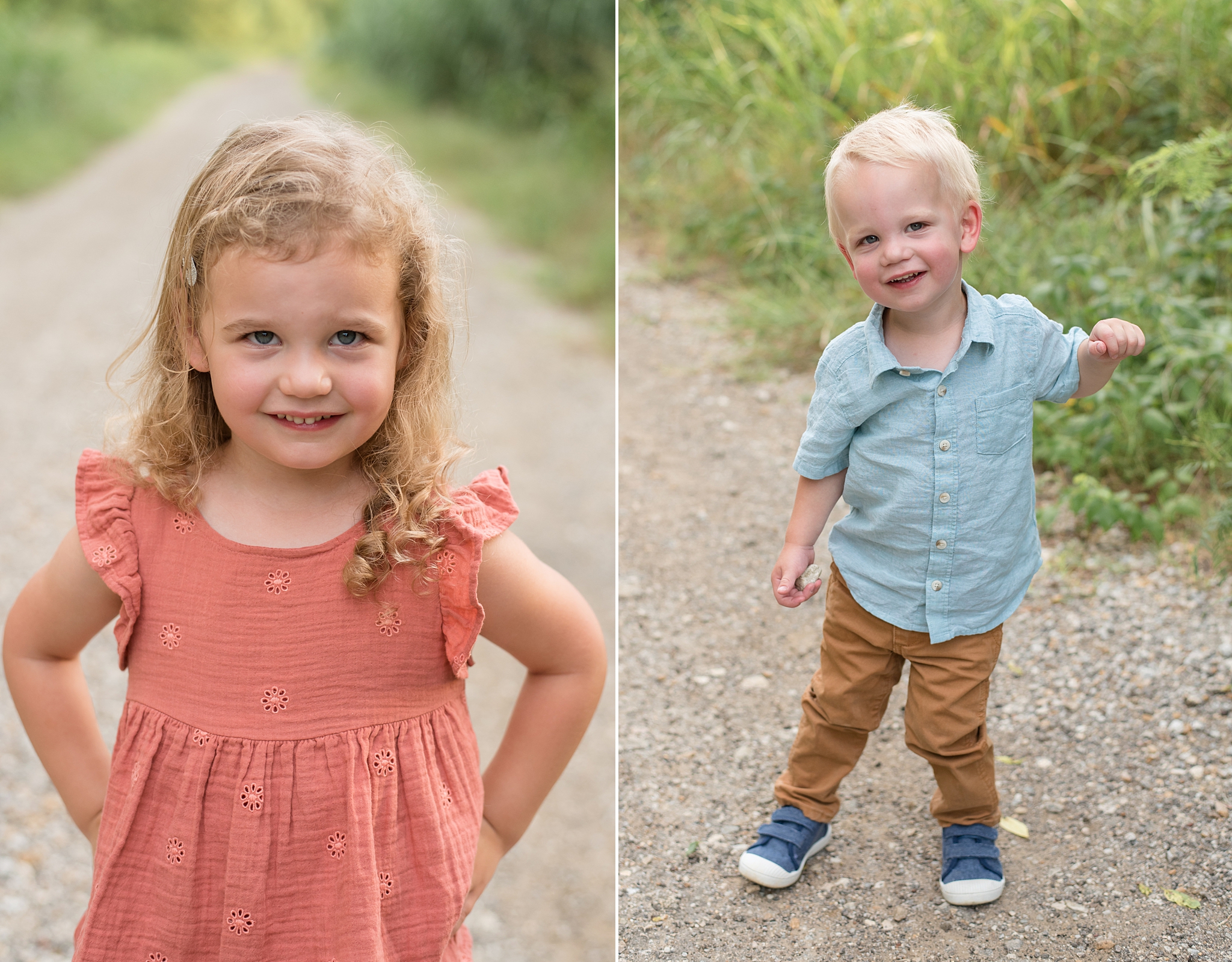 little boy and girl give big smiles during portraits
