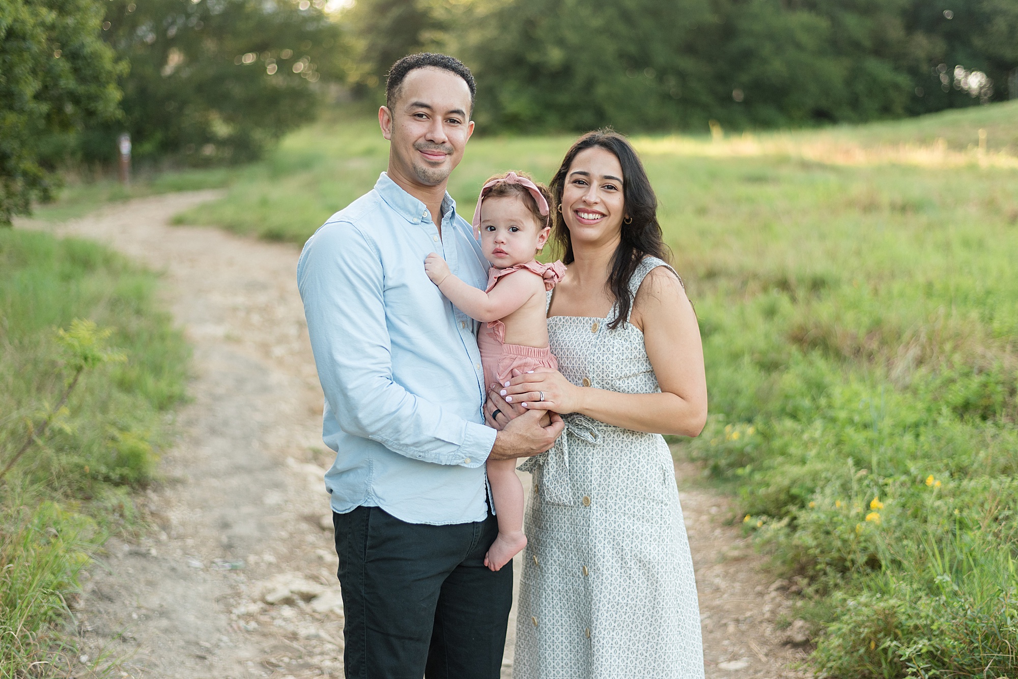 Family of three during Texas family session