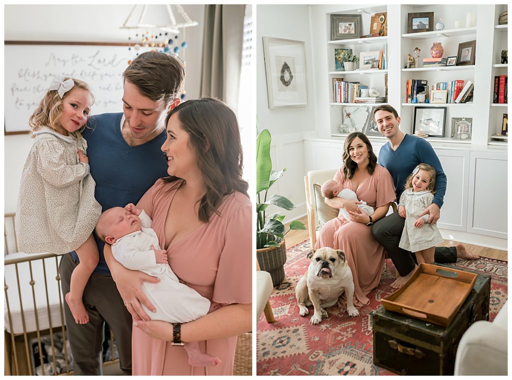 Family of four during in-home session | Lindsey Dutton Photography | Dallas Area Newborn and Family Photographer | newborn session, family photos at home, in-home photos, newborn baby boy, neutral newborn photos | via lindseyduttonphotography.com