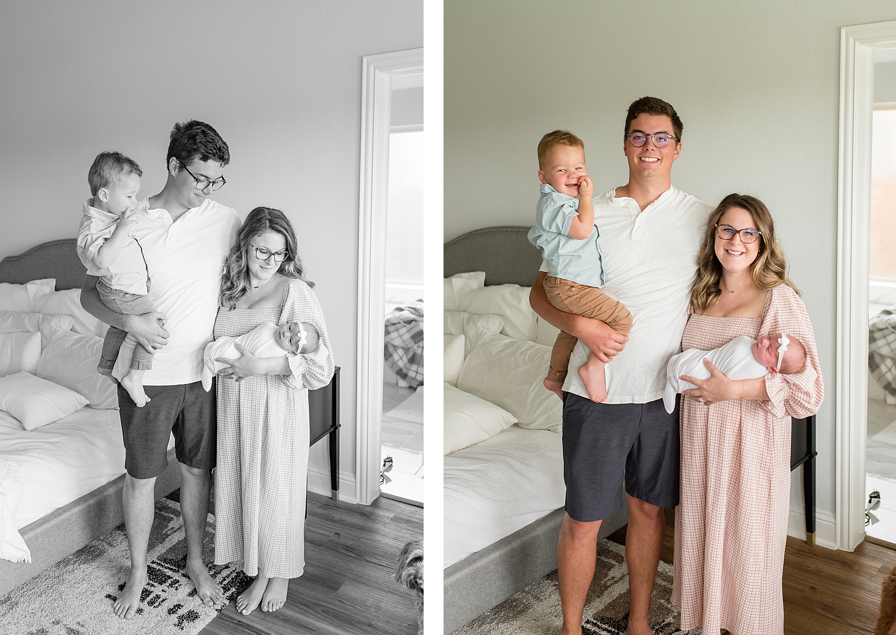 In-Home Newborn Session with family in Dallas | Lindsey Dutton Photography | newborn photos, family photos at home, neutral family outfits | via lindseyduttonphotography.com