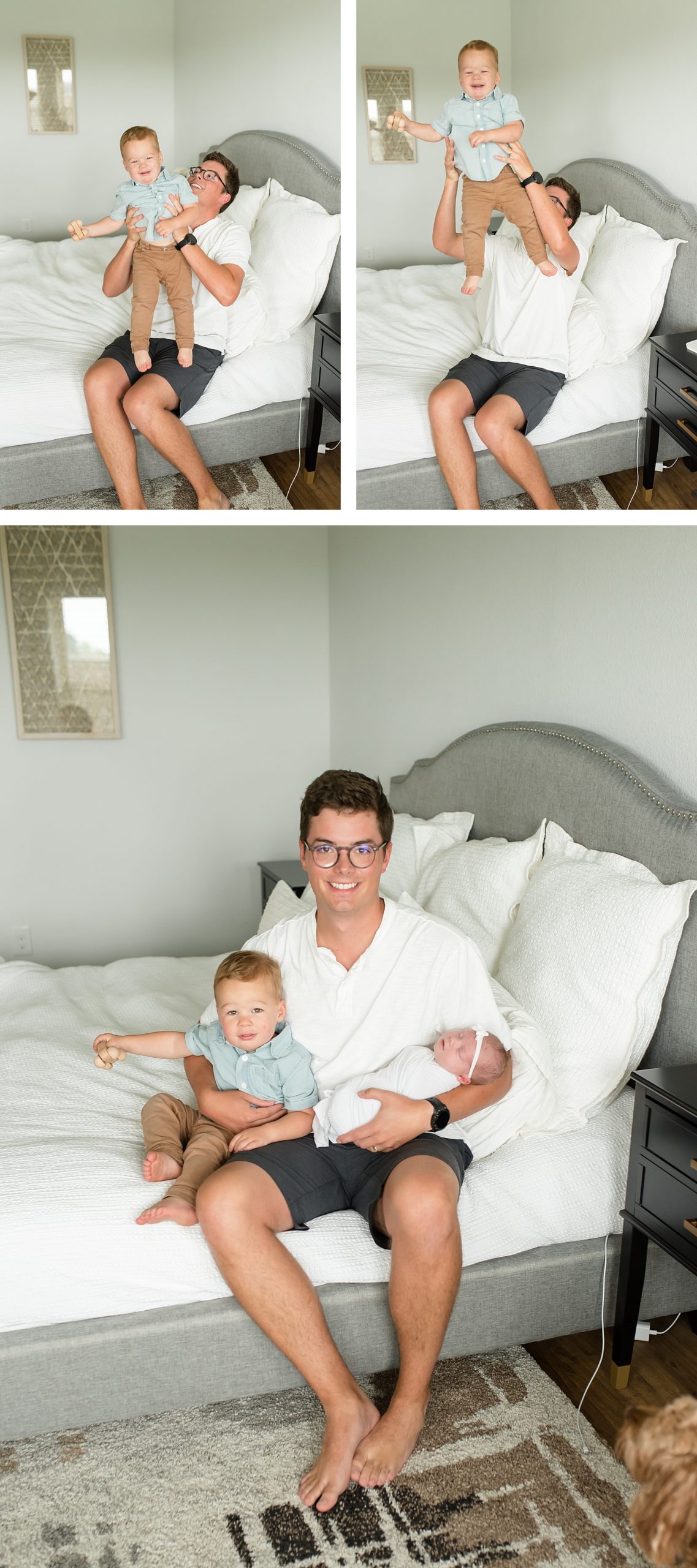 In-Home Newborn Session with family in Dallas | Lindsey Dutton Photography | newborn photos, family photos at home, neutral family outfits | via lindseyduttonphotography.com