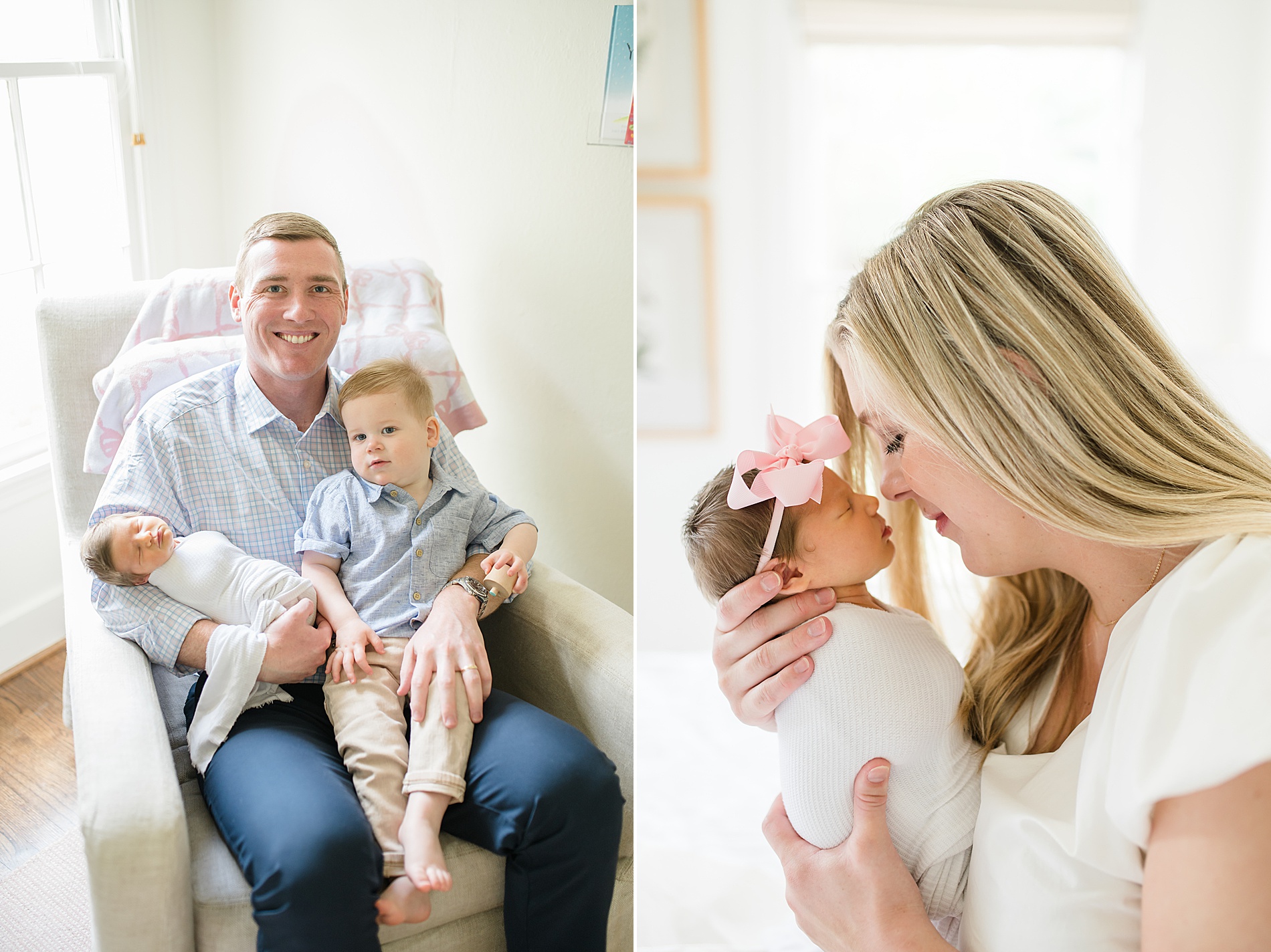 parents hold their newborn baby girl during in-home newborn session photographed by Lindsey Dutton Photography, a Dallas Newborn Photographer 