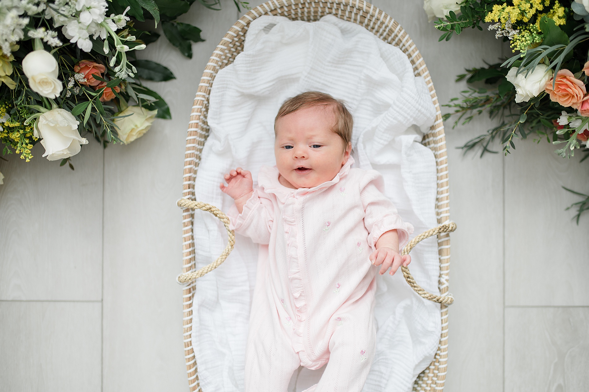 newborn girl in basket photographed by Lindsey Dutton Photography, a Dallas Newborn photographer