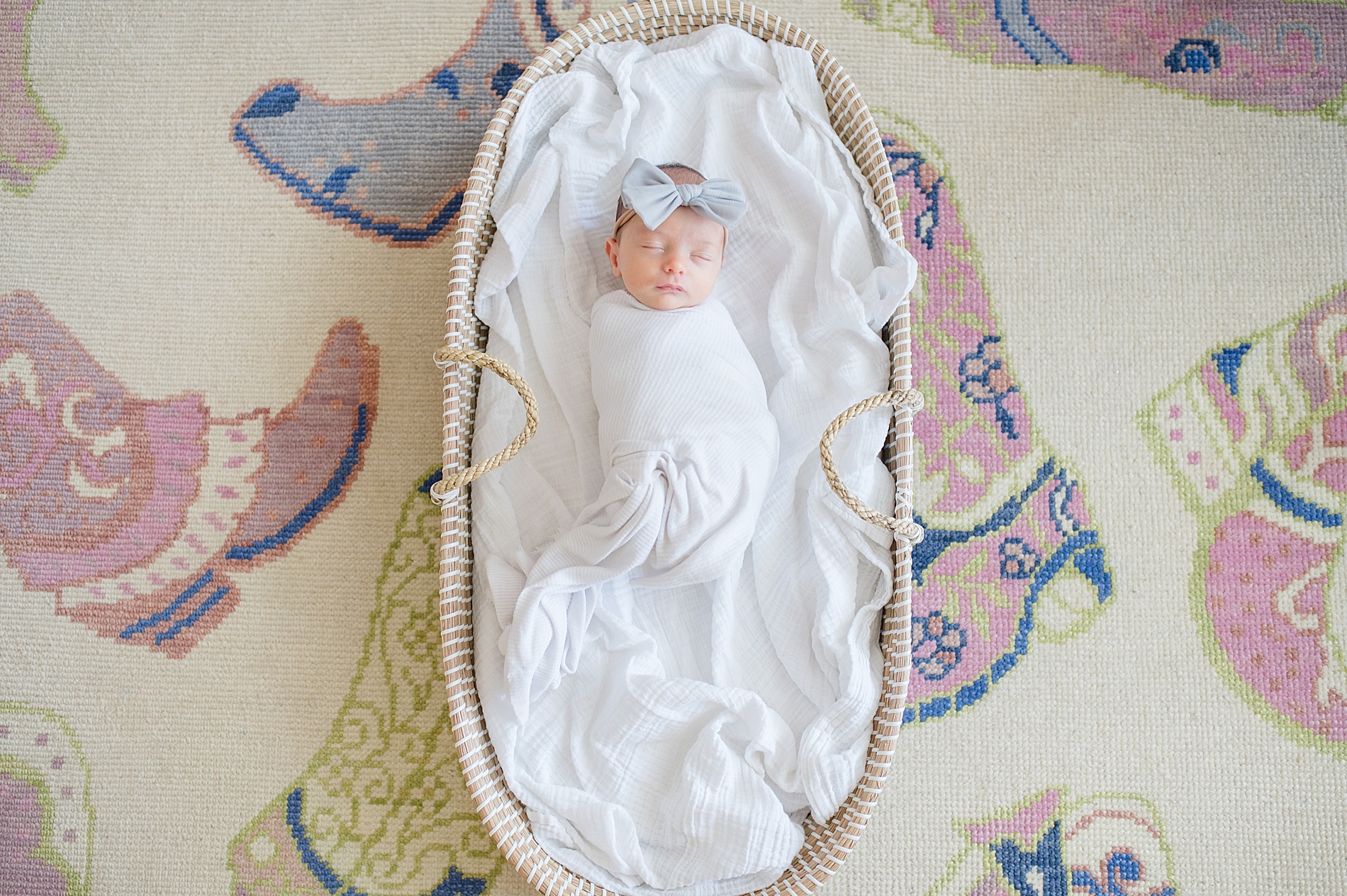 newborn girl sleeps in bassinet photographed by Lindsey Dutton Photography, a Dallas Newborn photographer