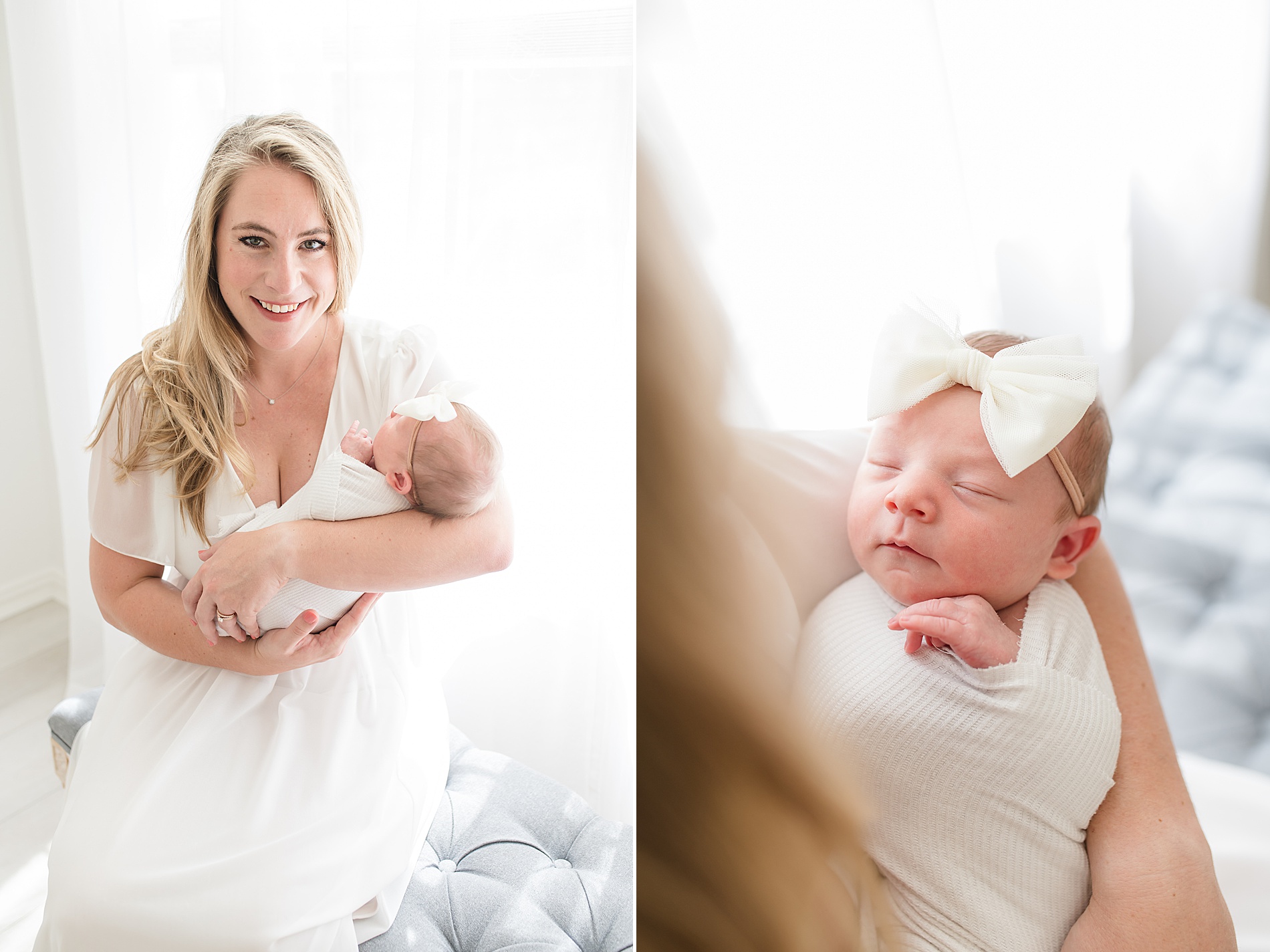 mom holds her newborn girl photographed by Lindsey Dutton Photography, a Dallas Newborn Photographer 