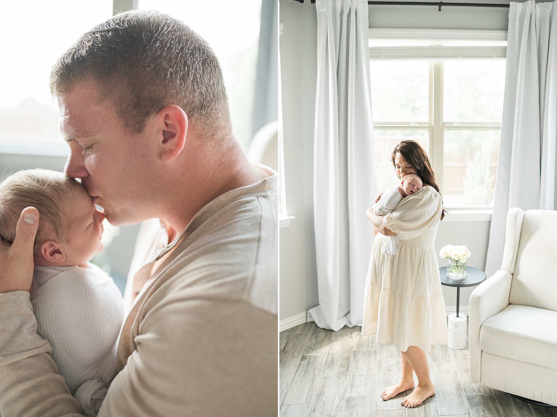 mom and dad hold their newborn by Lindsey Dutton Photography, Dallas Newborn photographer