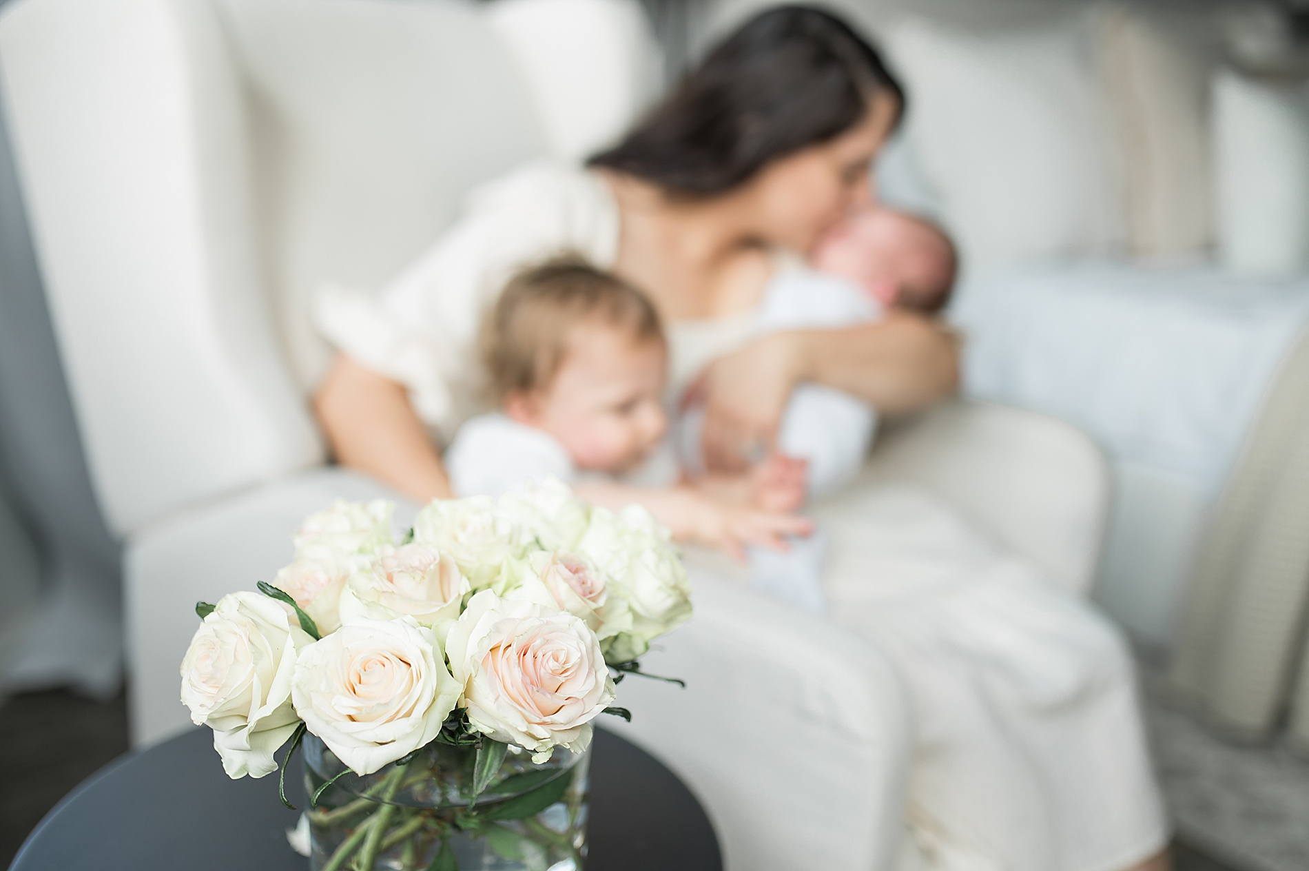 timeless family portraits of mom with her two kids by Lindsey Dutton Photography, Dallas Newborn photographer