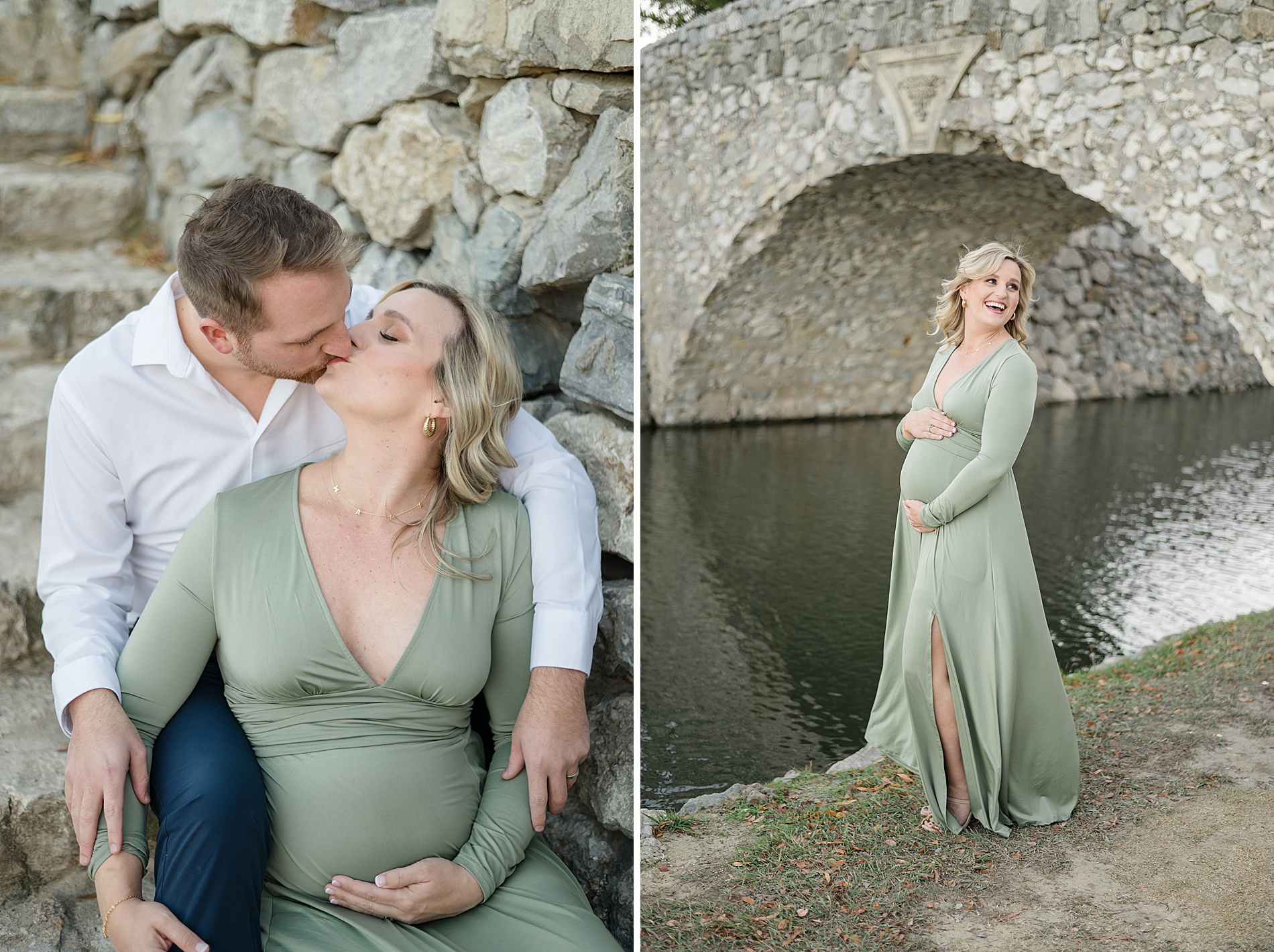pregnant women in olive green dress during maternity session photographed by Lindsey Dutton Photography, a Dallas Family photographer
