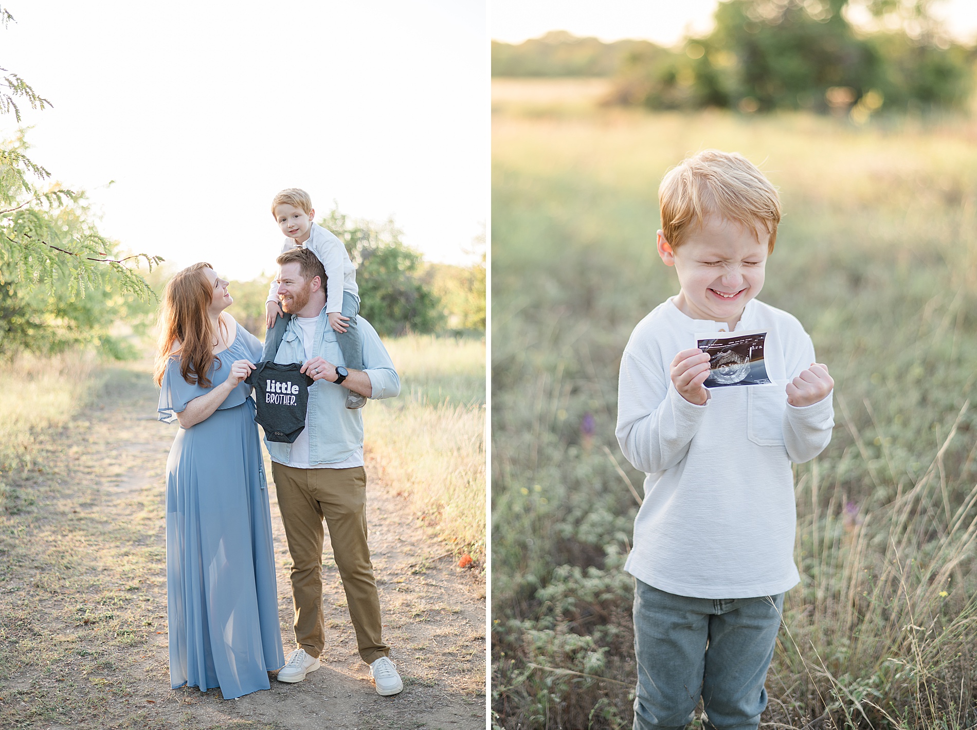 family and big brother excited about new baby photographed by Lindsey Dutton Photography, a Dallas maternity photographer

