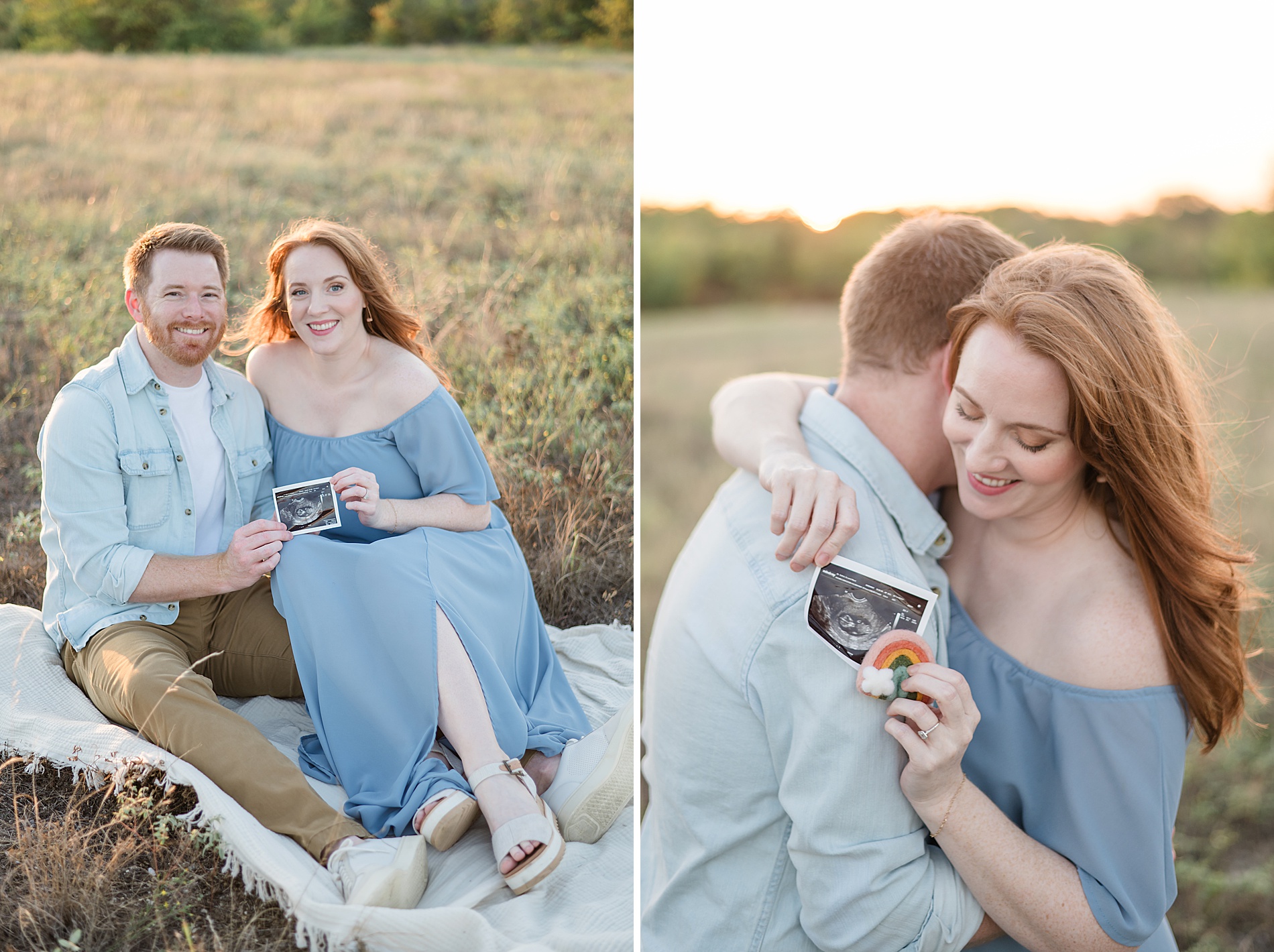 family holding ultrasound photos of their rainbow baby photographed by Lindsey Dutton Photography, a Dallas maternity photographer
