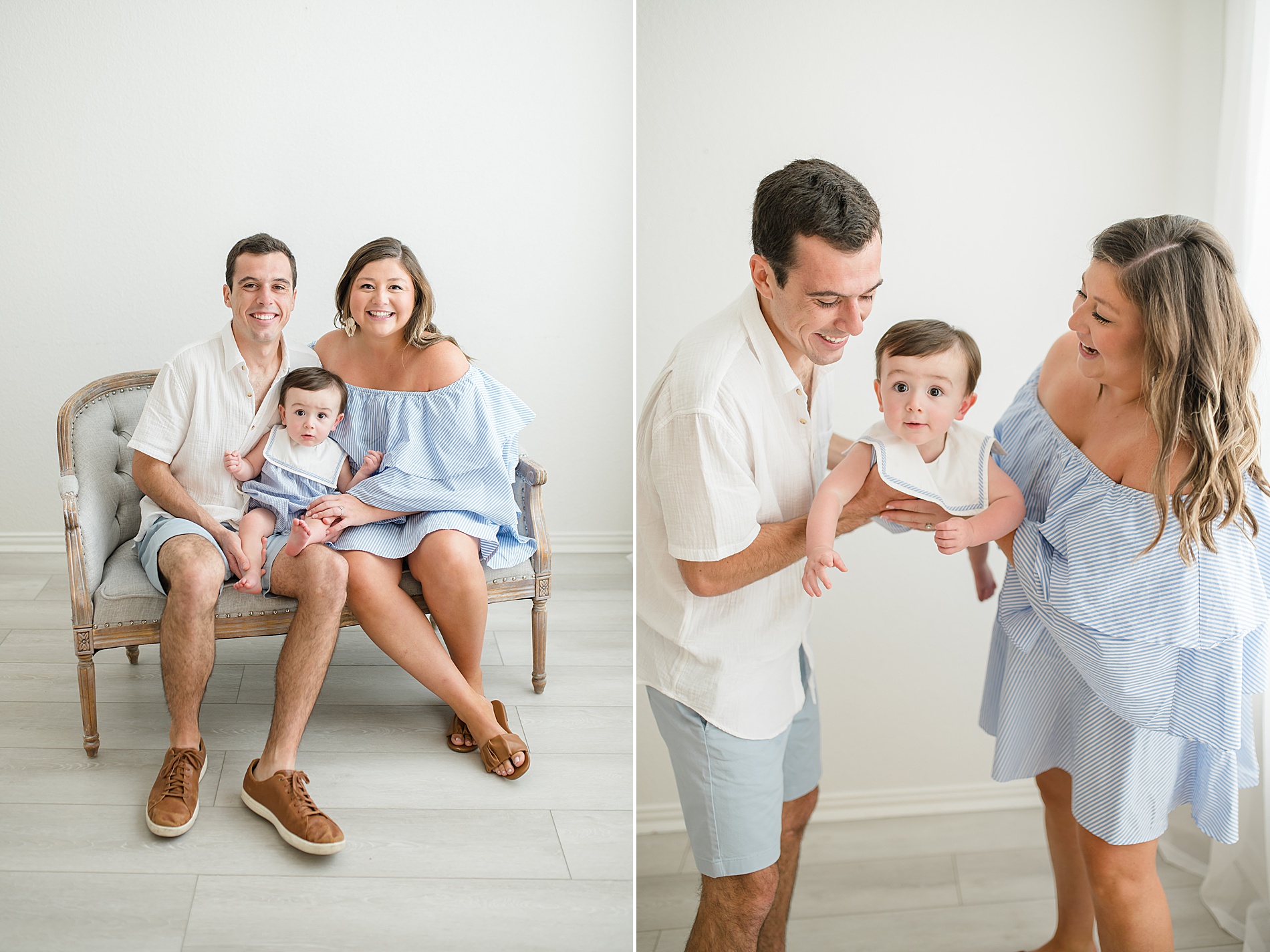 family of three portraits from 1 year milestone session taken by Lindsey Dutton Photography, a Dallas newborn photographer
