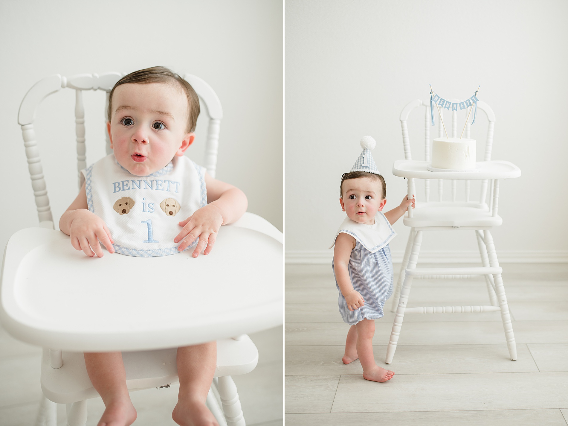 1 year milestone and cake smash session in studio taken by Lindsey Dutton Photography, a Dallas newborn photographer

