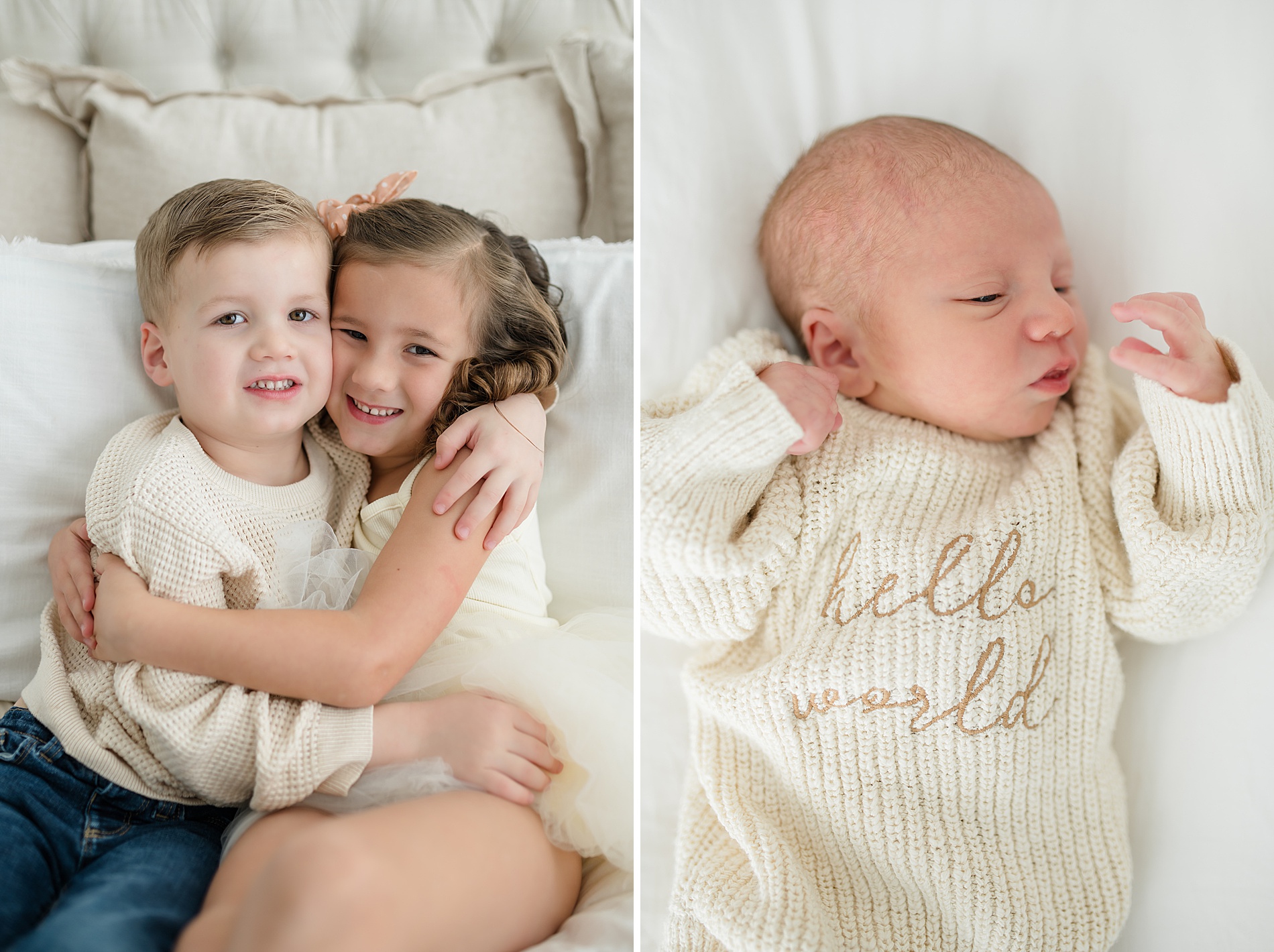 How to Prepare Siblings For Newborn Photos | siblings with newborn sibling  taken by Lindsey Dutton Photography, a Dallas newborn photographer
