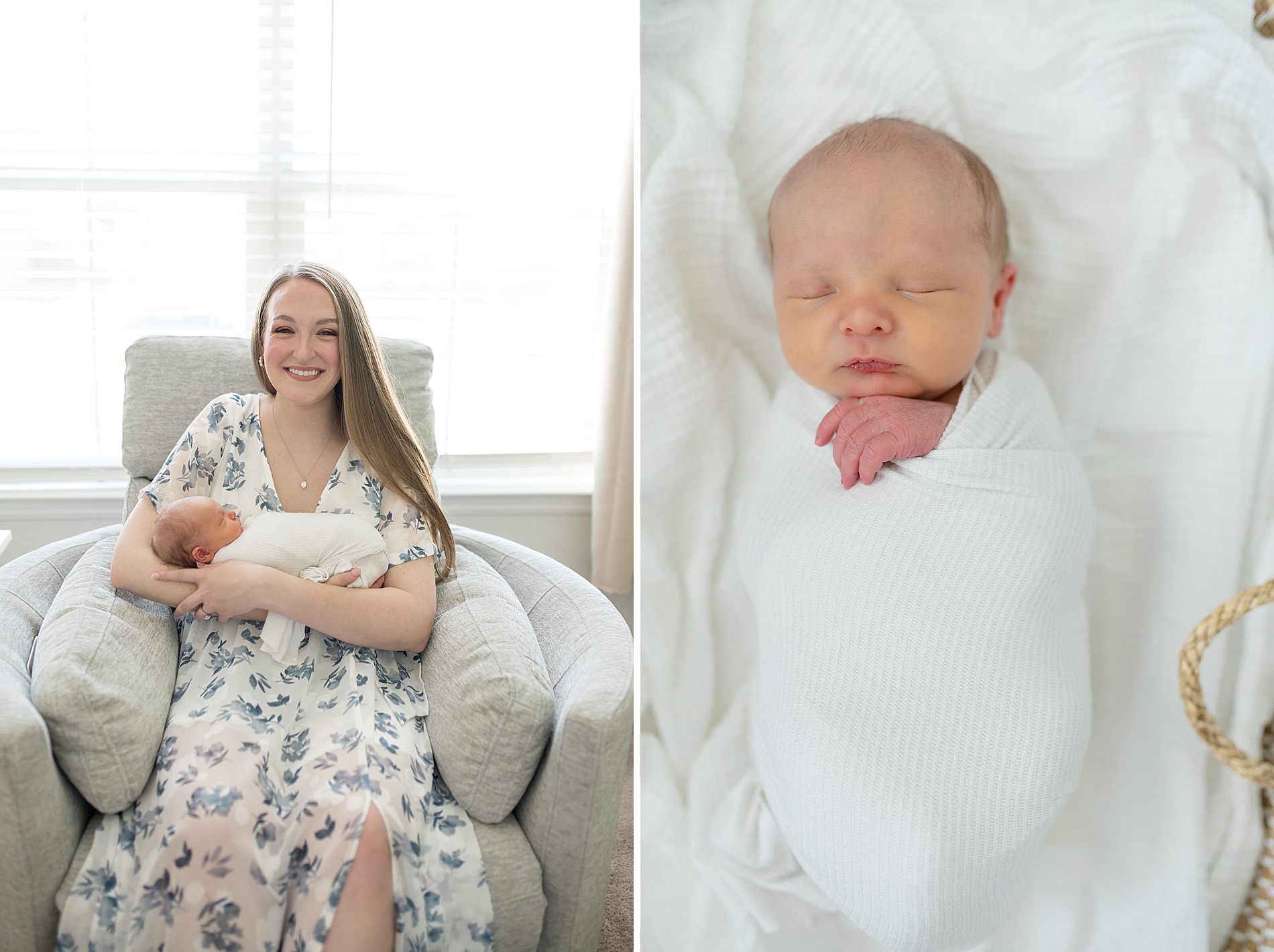 swaddled vs. unswaddled newborn photos photographed by Lindsey Dutton Photography, a Dallas newborn photographer
