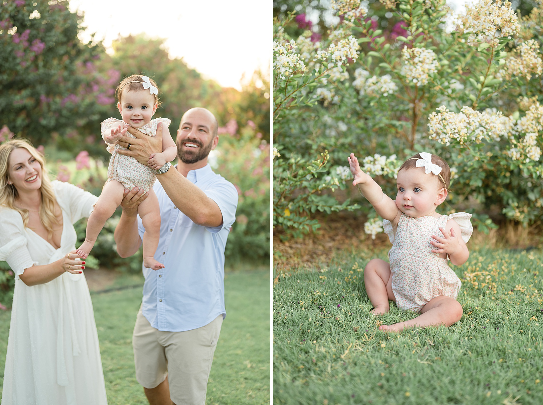 Crepe Myrtle Family Session during summer in Dallas taken by Lindsey Dutton Photography, a Dallas family photographer
