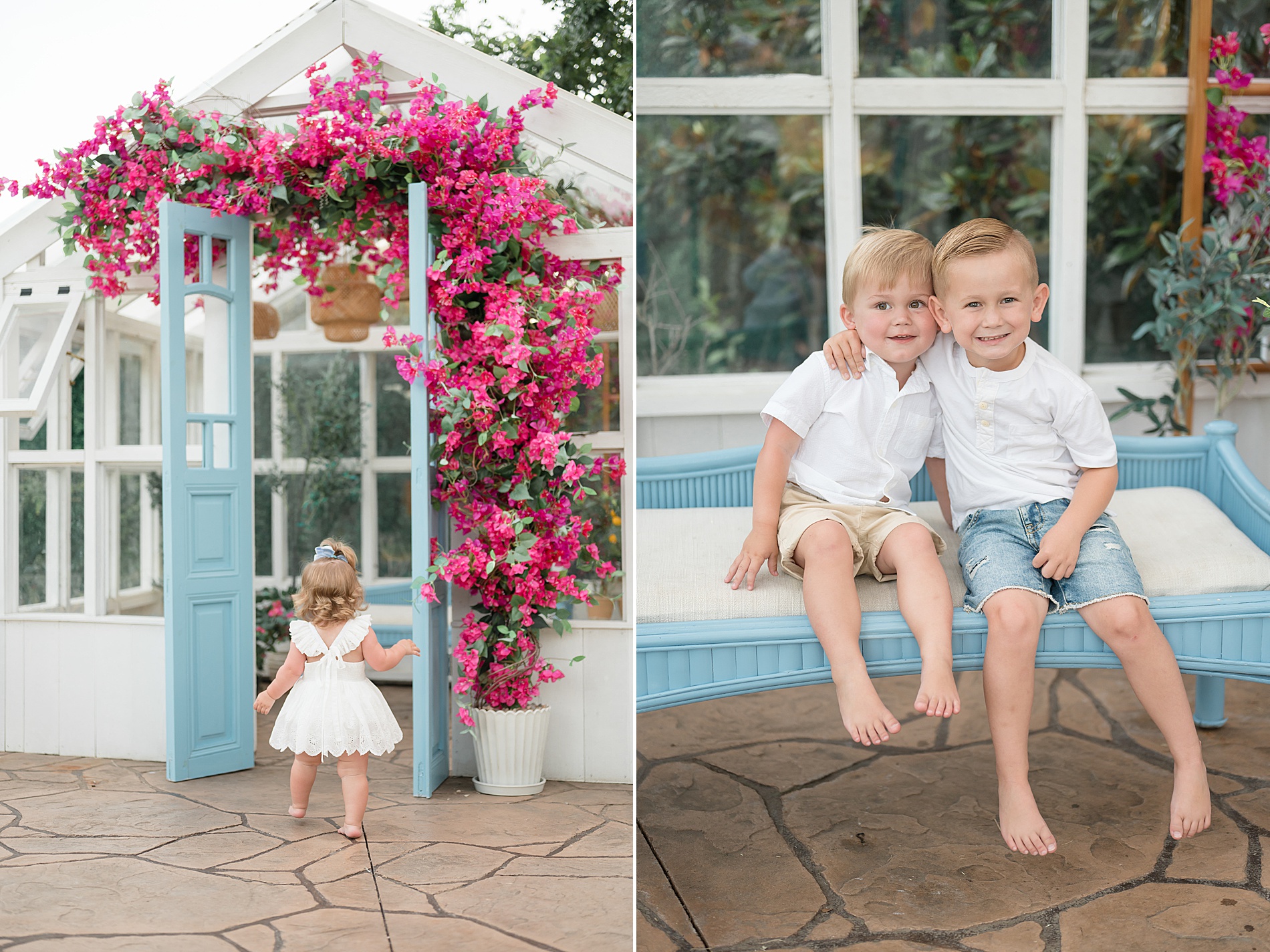 Unique and Timeless Sibling photos at Lemon Drop Studios Greenhouse taken by Lindsey Dutton Photography, a Dallas Family photographer