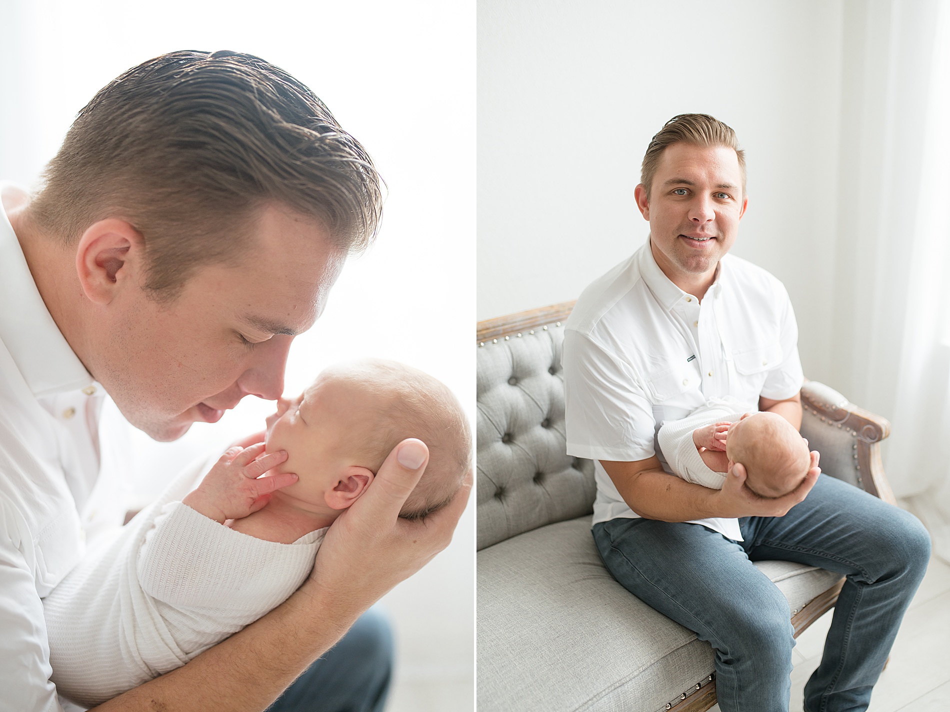 dad and newborn son taken by Lindsey Dutton Photography, a Dallas Newborn photographer