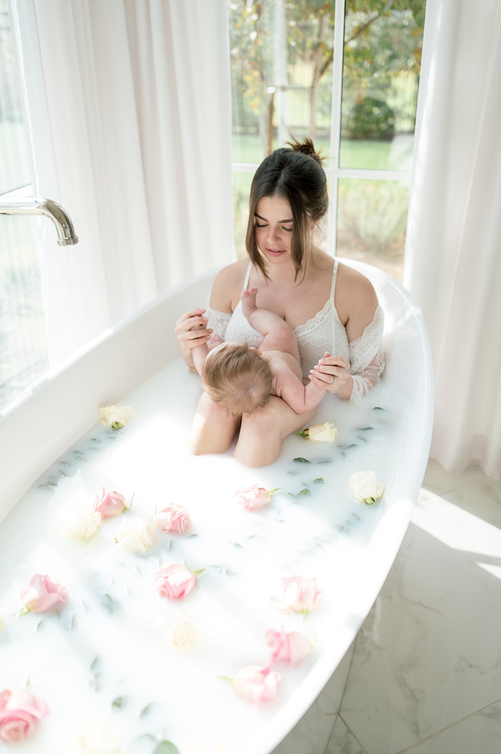 3 Month Milestone Milk bath Session by Dallas Milestone Photographer