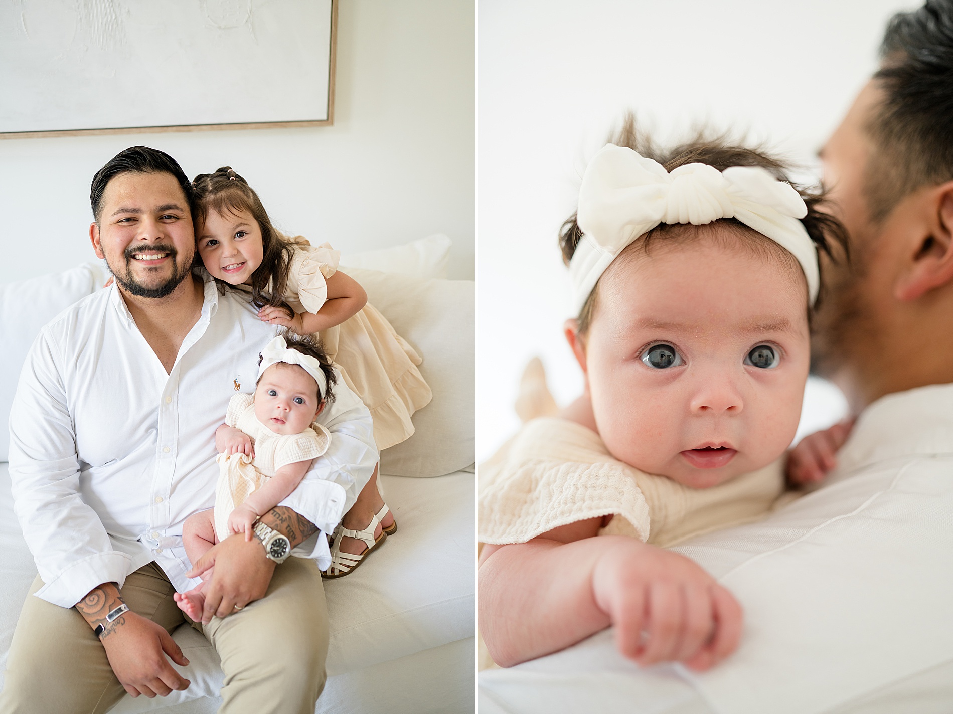 dad holds his daughters | Family photography in McKinney, TX  