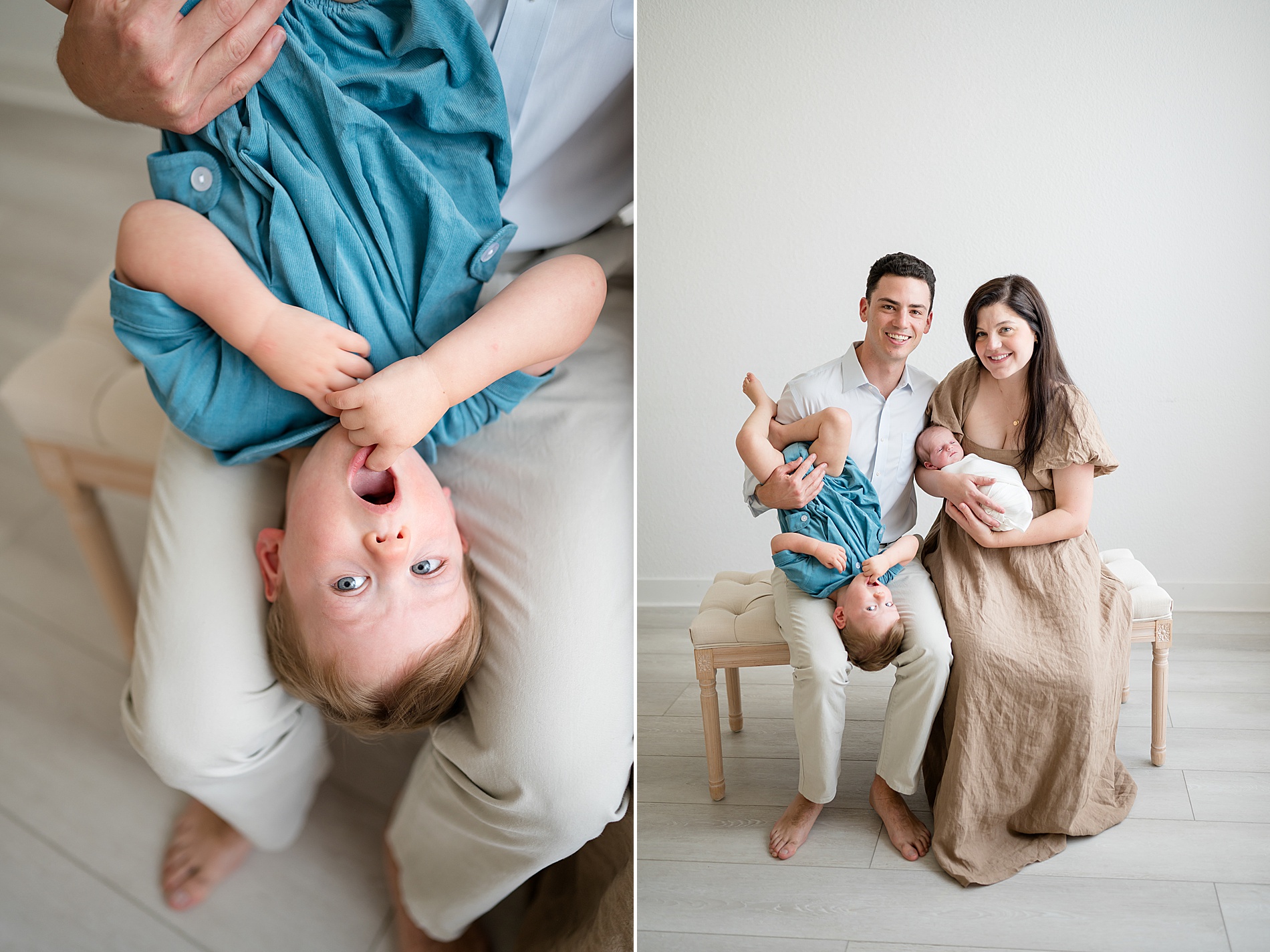 candid photos of family during baby-led newborn session 