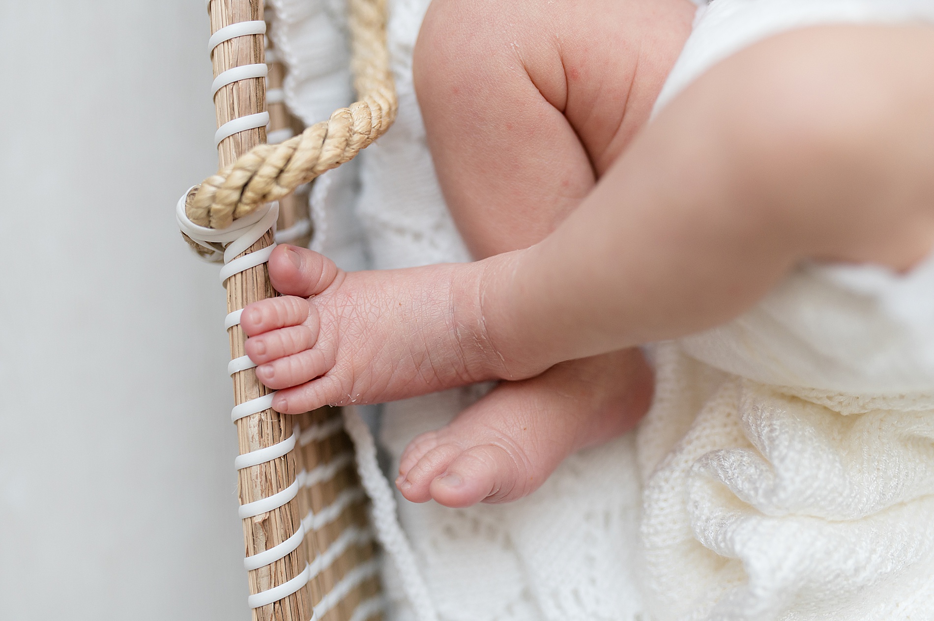 newborn's tiny feet and details