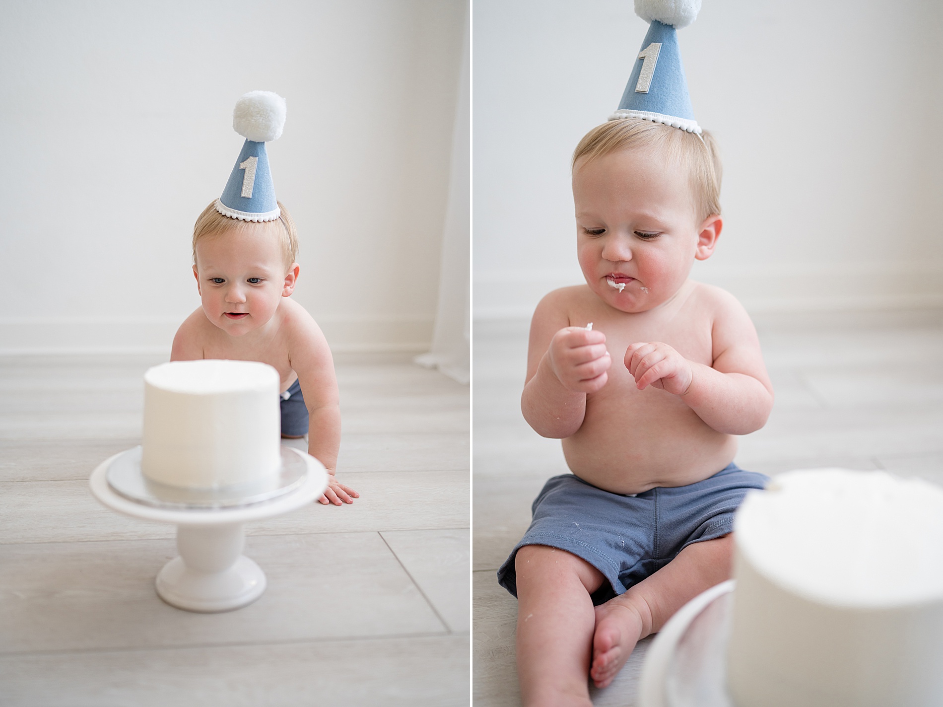 baby approaches cake