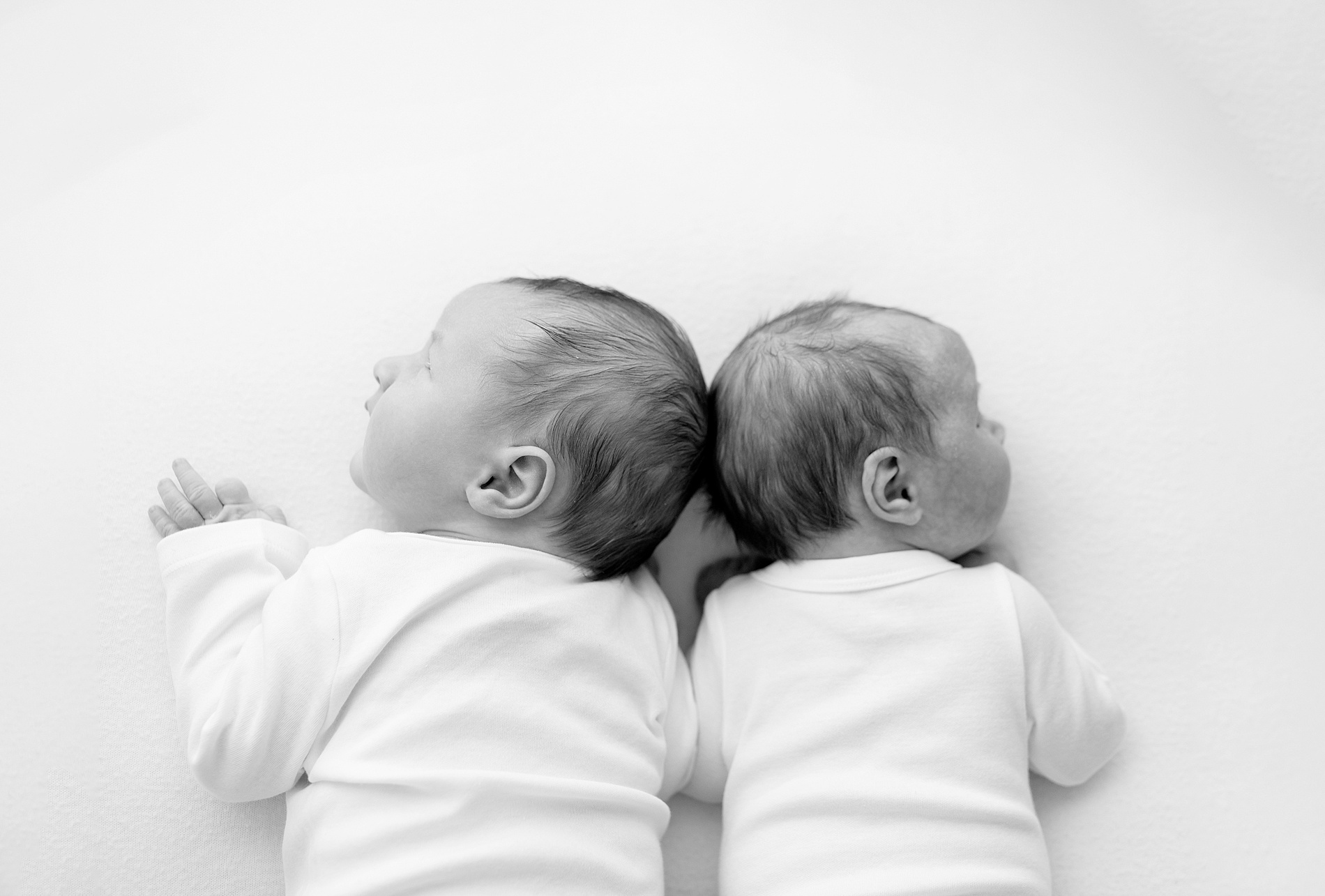 newborn photographer in Frisco TX captures twins in studio
