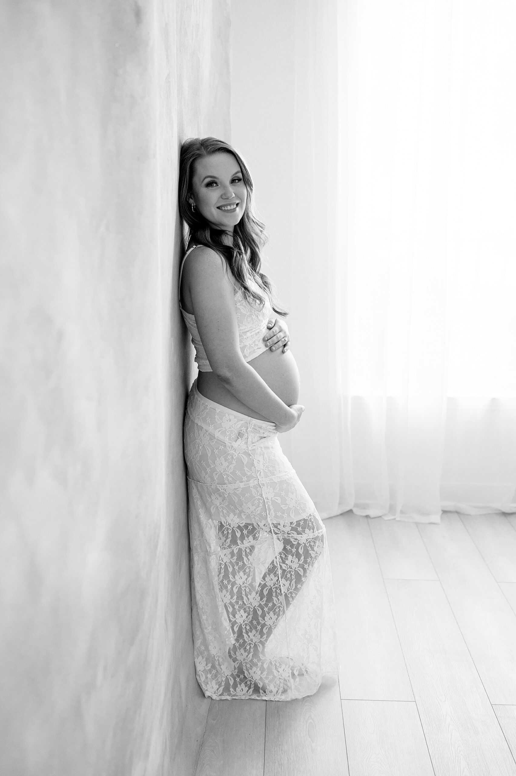classic and intimate maternity session in Dallas Studio