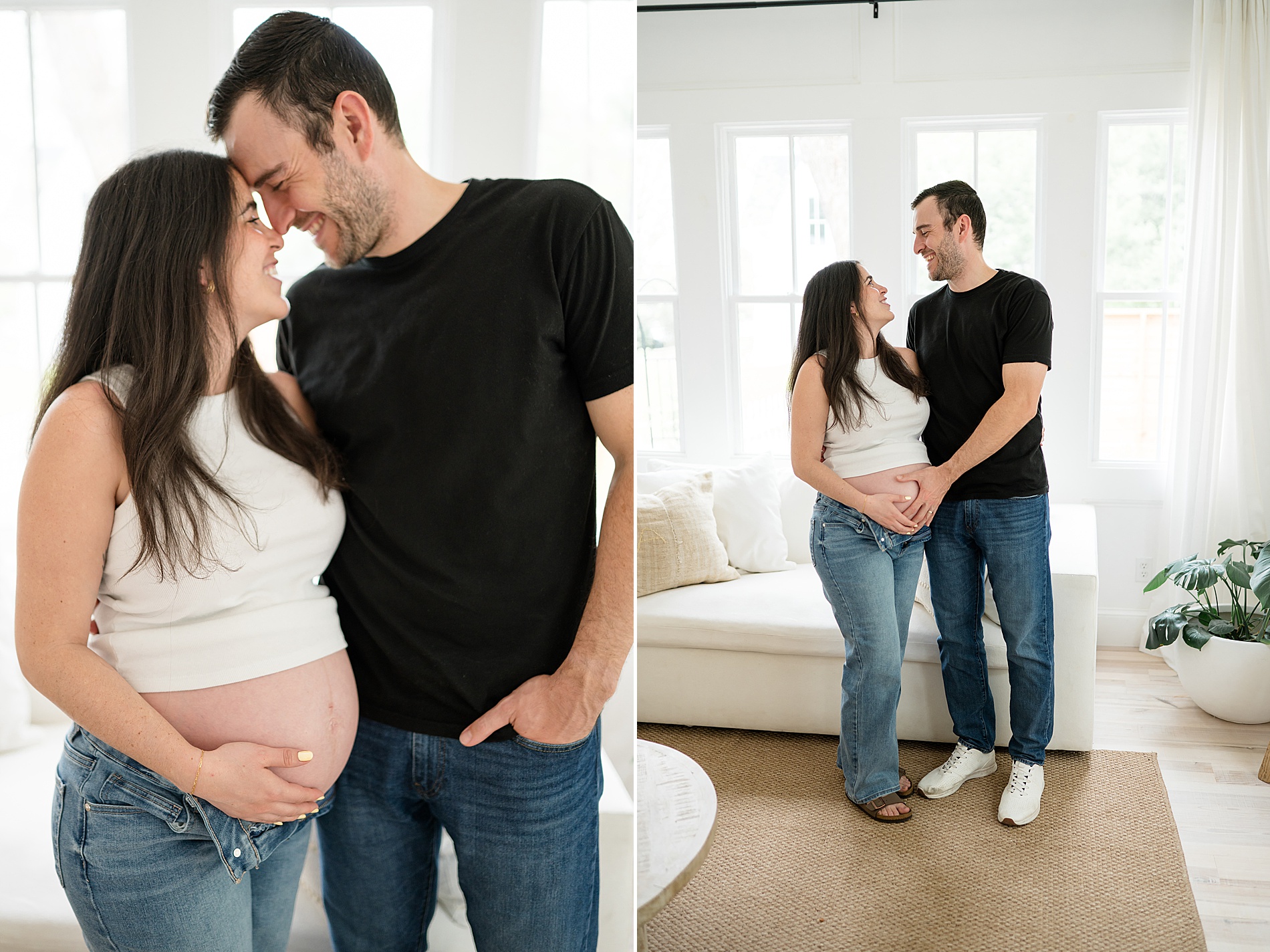 couple in studio during Maternity session by maternity Photographer in Dallas