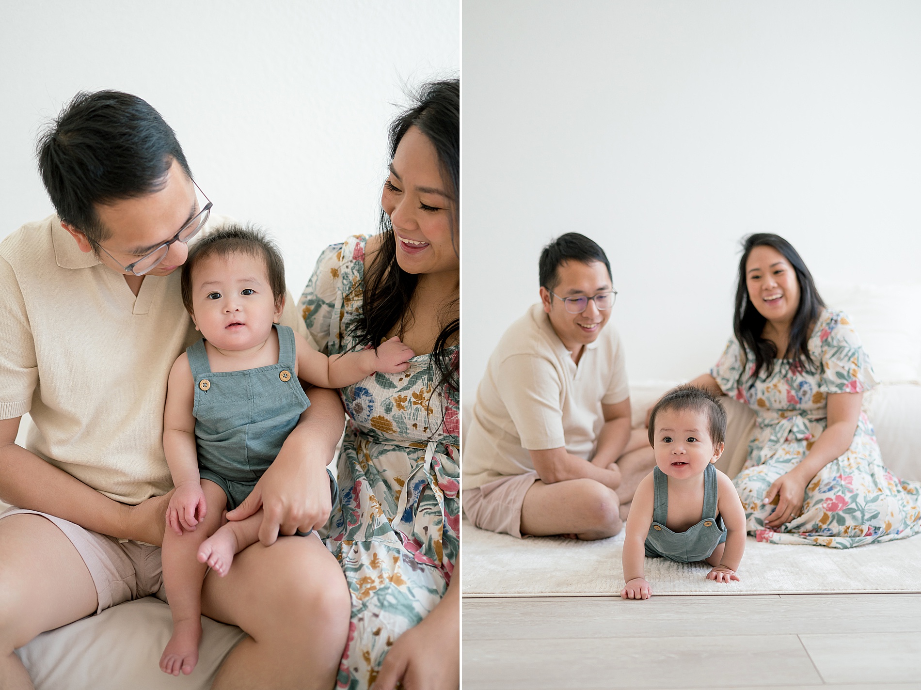 family of three during one-year milestone session