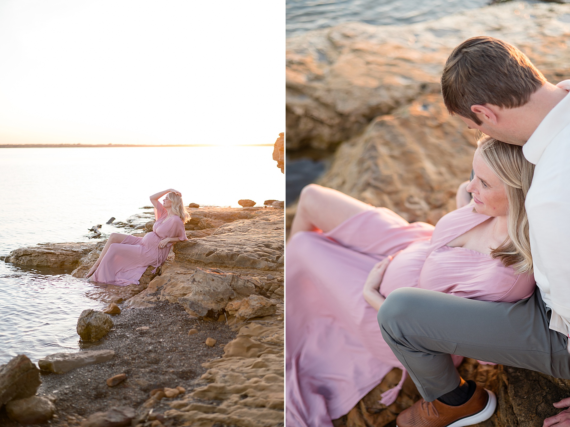 Winter Lakeside Maternity Session at Murrell Lake by maternity photographer in Flower Mound, TX