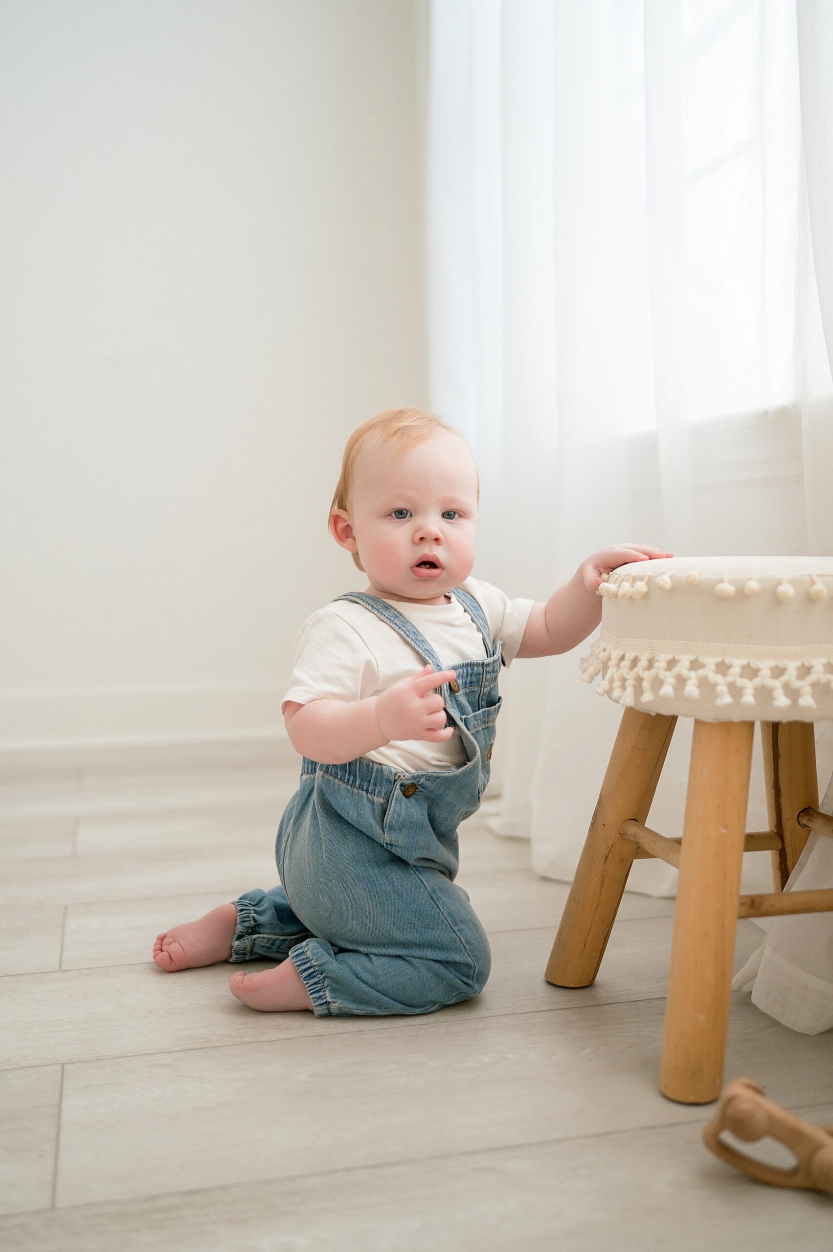 1 year milestone portraits of little boy