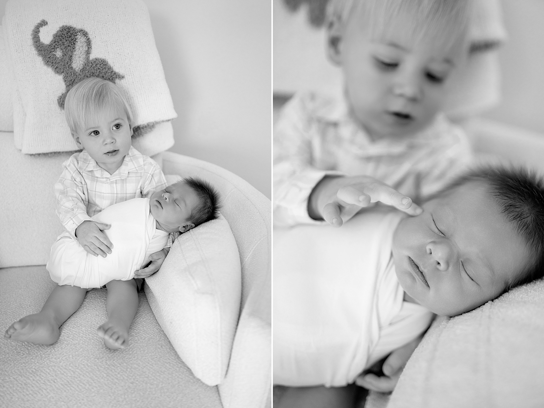 natural sibling interactions create candid connected photos | Including Siblings in Newborn Photos 